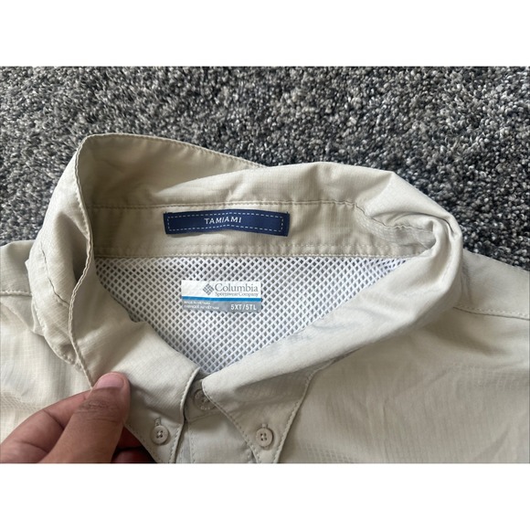 Columbia Shirt Mens Shirt 5XL PFG Short Sleeve Vented Button Up Khak Hiking Fish - Picture 6 of 16